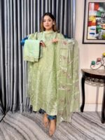 Noor-e-Afgan Embroidered 4pc Set (Unstitched) // Mint Green