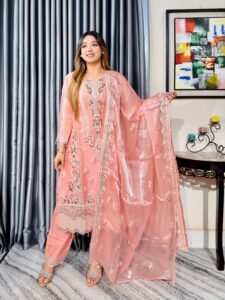 Elite embrodery Misty Colour Unstitched 4pc Set // New Arrival - Image 3
