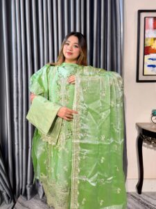 Pistachio Green Unstitched 4pc Set // New Arrival Collection - Image 4