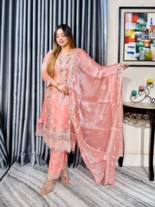 Elite embrodery Misty Colour Unstitched 4pc Set // New Arrival - Image 4