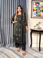Noor-E-Pure Black / Embroidered 4pc Set (Unstitched / Stitched )