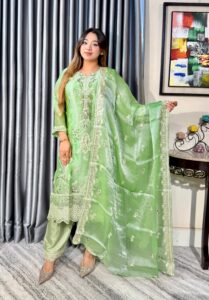 Pistachio Green Unstitched 4pc Set // New Arrival Collection - Image 3